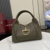Gucci Softbit Series Shoulder Craftsmanship Incorporates Large Half Horseneck Buckle Design, Brand Classic Equestrian Style